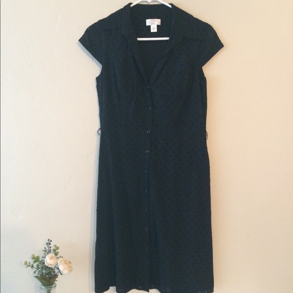 LOFT black eyelet dress size SP